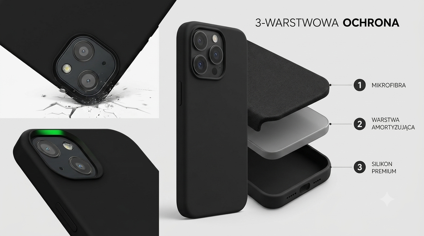 3-warstwowa ochrona etui silikonowego do iPhone 11 Pro